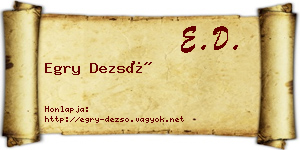Egry Dezső névjegykártya